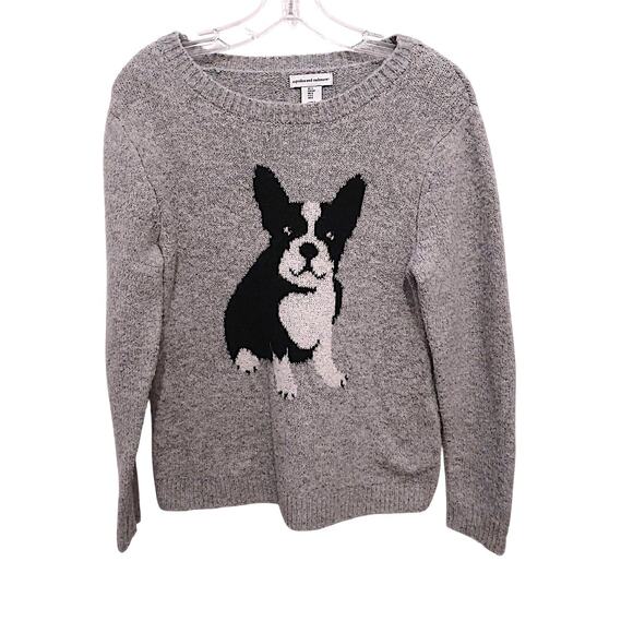 Bulldog Frenchie Dog Sweater Sz S Gray Novelty Long Sleeves Cottage Whymsical - Picture 4 of 10